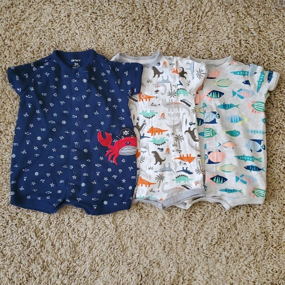 3 snap front rompers